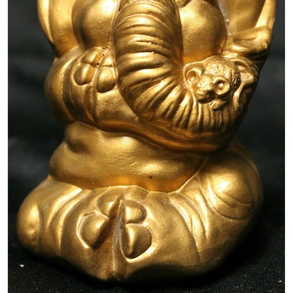 VTG Ceramic Elephant Holding Mouse Gold Colored Yoga Posing Figurine Statue 6" - Picture 6 of 10